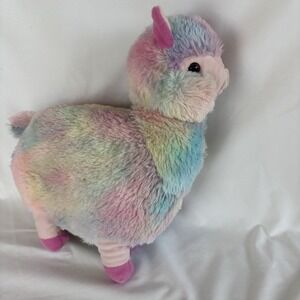 Kellytoy Shaggy Rainbow Llama Alpaca Plush Stuffed Tie Dye Toy Animal 12" Pastel